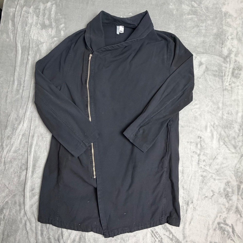 H&M Divided Jacket Womens XL Black Asymmetrical Zip Shawl Collar Moto Style
